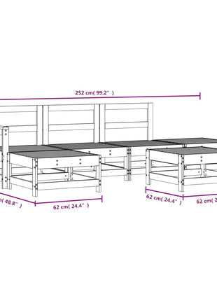6-delige Loungeset massief grenenhout wit