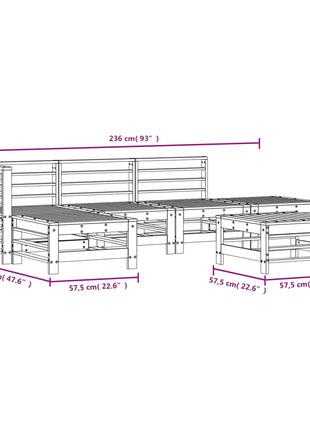 6-delige Loungeset massief grenenhout wit