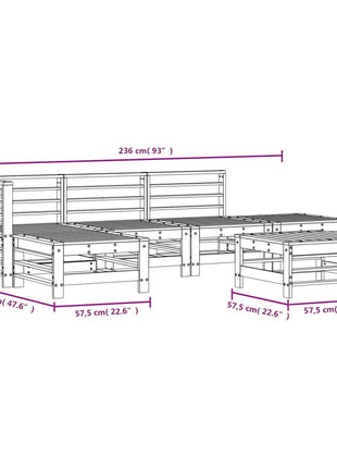 6-delige Loungeset massief grenenhout wit
