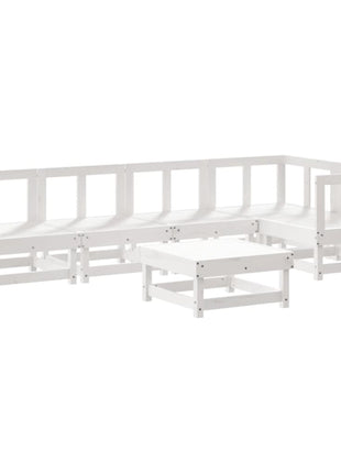 6-delige Loungeset massief grenenhout wit