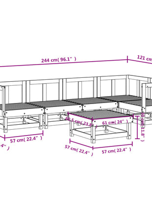 6-delige Loungeset massief grenenhout wit