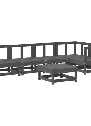 6-delige Loungeset massief grenenhout grijs