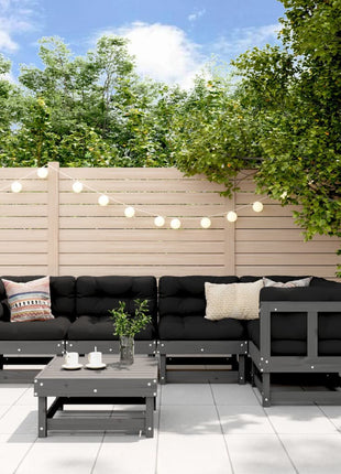 6-delige Loungeset massief grenenhout grijs
