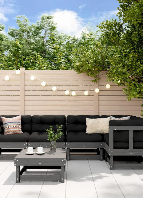 6-delige Loungeset massief grenenhout grijs