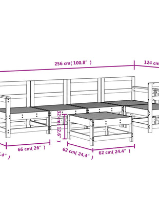 6-delige Loungeset massief grenenhout wit