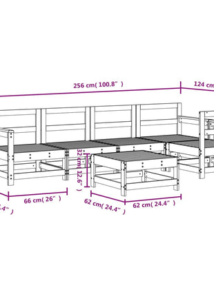 6-delige Loungeset massief grenenhout wit
