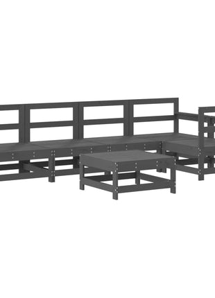 6-delige Loungeset massief grenenhout grijs