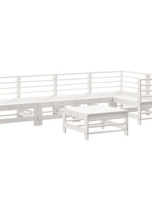 6-delige Loungeset massief grenenhout wit