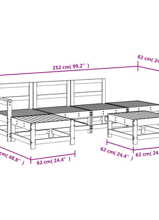 6-delige Loungeset massief grenenhout wit