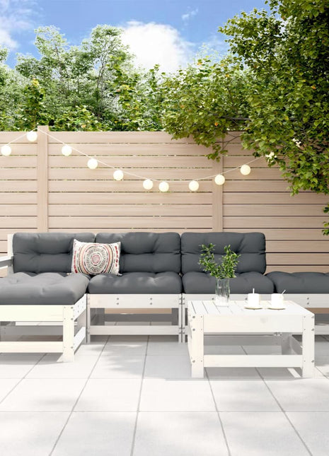 6-delige Loungeset massief grenenhout wit