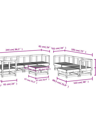 10-delige Loungeset massief grenenhout
