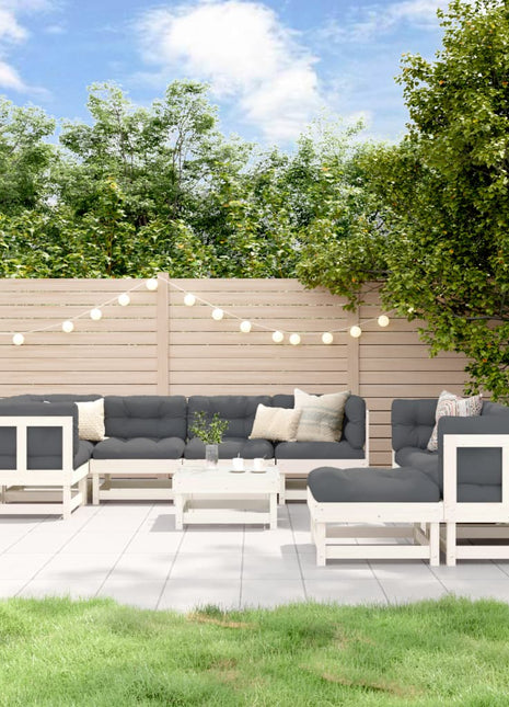 10-delige Loungeset massief grenenhout wit