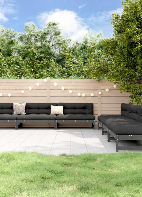 6-delige Loungeset massief grenenhout grijs
