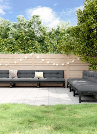 6-delige Loungeset massief grenenhout zwart