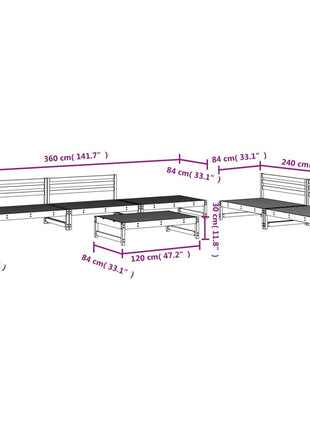 6-delige Loungeset massief grenenhout wit