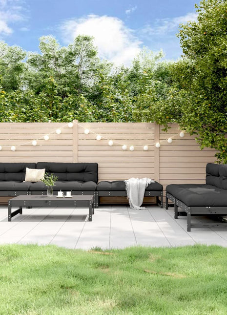 6-delige Loungeset massief grenenhout grijs