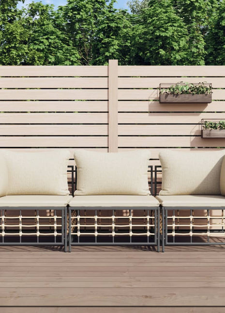 3-Delige Loungeset Met Kussens Poly Rattan Antracietkleurig