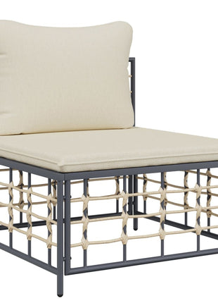 4-Delige Loungeset Met Kussens Poly Rattan Antracietkleurig