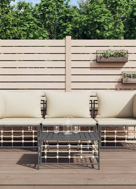 4-Delige Loungeset Met Kussens Poly Rattan Antracietkleurig