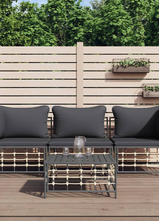 4-Delige Loungeset Met Kussens Poly Rattan Antracietkleurig