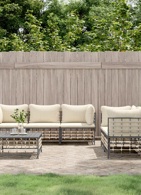6-Delige Loungeset Met Kussens Poly Rattan Antracietkleurig