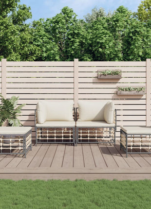 4-Delige Loungeset Met Kussens Poly Rattan Antracietkleurig