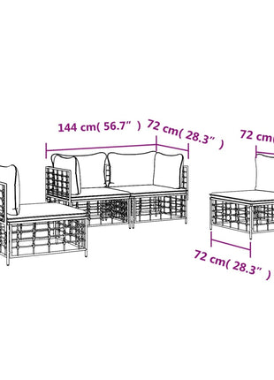 4-Delige Loungeset Met Kussens Poly Rattan Antracietkleurig