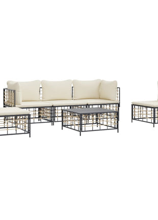6-Delige Loungeset Met Kussens Poly Rattan Antracietkleurig