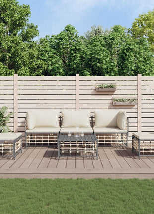 6-Delige Loungeset Met Kussens Poly Rattan Antracietkleurig