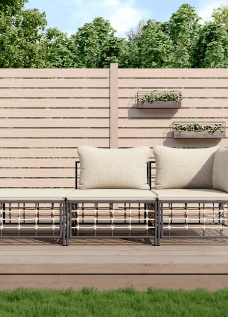 3-Delige Loungeset Met Kussens Poly Rattan Antracietkleurig