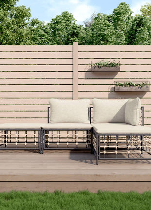 4-Delige Loungeset Met Kussens Poly Rattan Antracietkleurig
