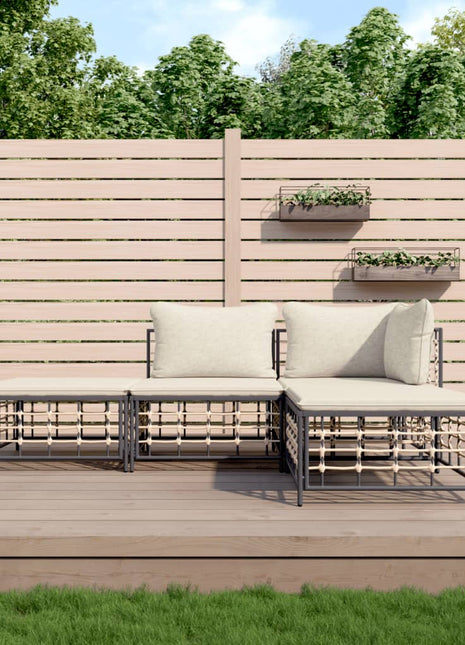 4-Delige Loungeset Met Kussens Poly Rattan Antracietkleurig