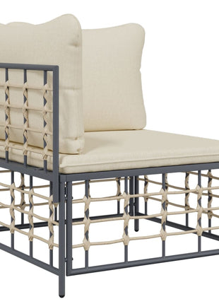 4-Delige Loungeset Met Kussens Poly Rattan Antracietkleurig