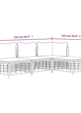 4-Delige Loungeset Met Kussens Poly Rattan Antracietkleurig
