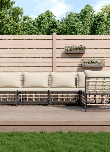 5-Delige Loungeset Met Kussens Poly Rattan Antracietkleurig