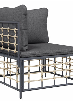 5-Delige Loungeset Met Kussens Poly Rattan Antracietkleurig