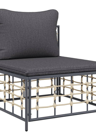 5-Delige Loungeset Met Kussens Poly Rattan Antracietkleurig