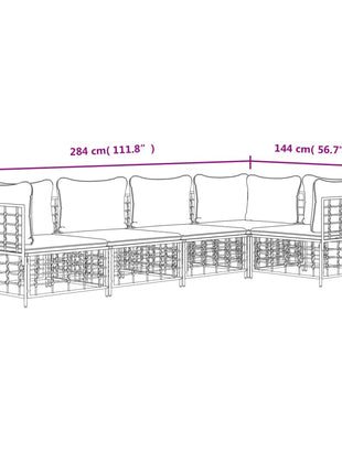 5-Delige Loungeset Met Kussens Poly Rattan Antracietkleurig