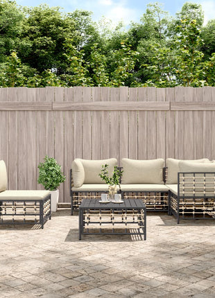 6-Delige Loungeset Met Kussens Poly Rattan Antracietkleurig