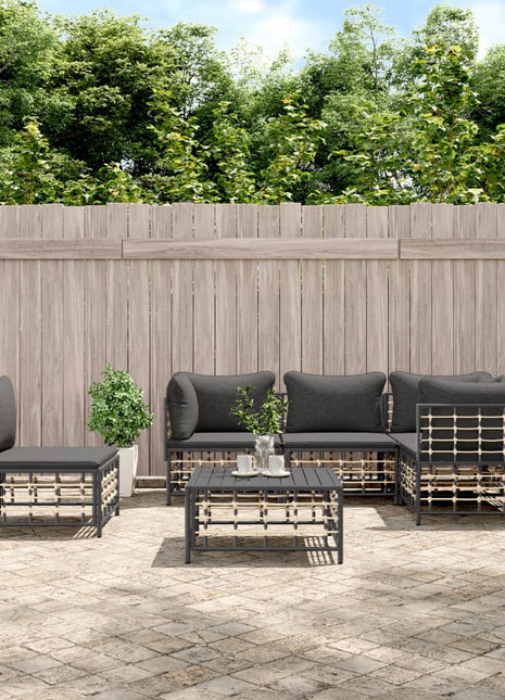6-Delige Loungeset Met Kussens Poly Rattan Antracietkleurig