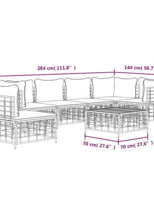 7-Delige Loungeset Met Kussens Poly Rattan Antracietkleurig
