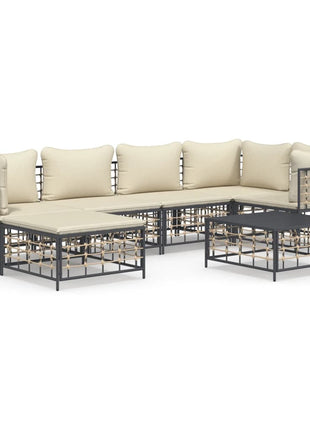 7-Delige Loungeset Met Kussens Poly Rattan Antracietkleurig