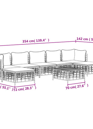 8-Delige Loungeset Met Kussens Poly Rattan Antracietkleurig