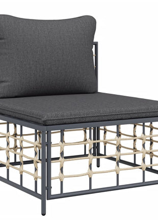 6-Delige Loungeset Met Kussens Poly Rattan Antracietkleurig