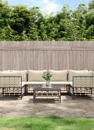 7-Delige Loungeset Met Kussens Poly Rattan Antracietkleurig