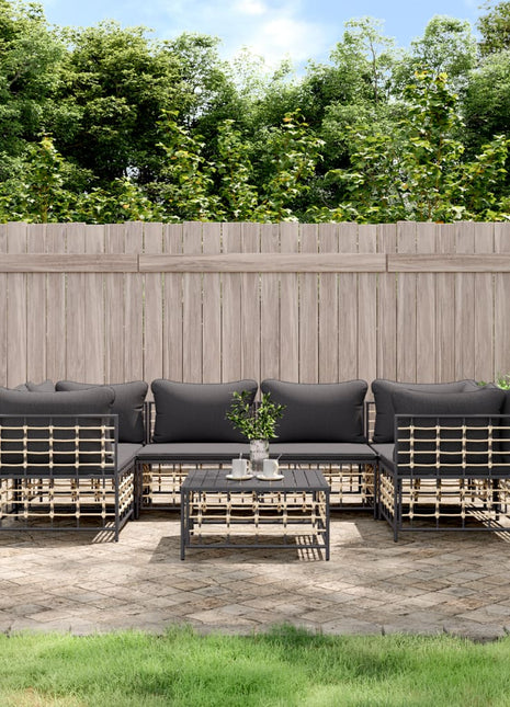 7-Delige Loungeset Met Kussens Poly Rattan Antracietkleurig