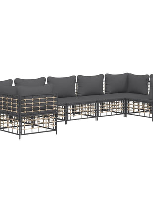 7-Delige Loungeset Met Kussens Poly Rattan Antracietkleurig