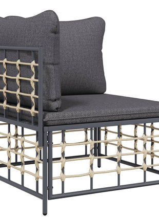 7-Delige Loungeset Met Kussens Poly Rattan Antracietkleurig