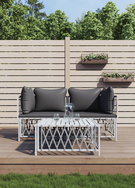 3-Delige Loungeset Met Kussens Staal Kleurig