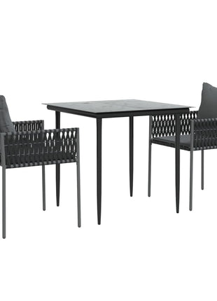 3-Delige Tuinset Met Kussens Poly Rattan En Staal